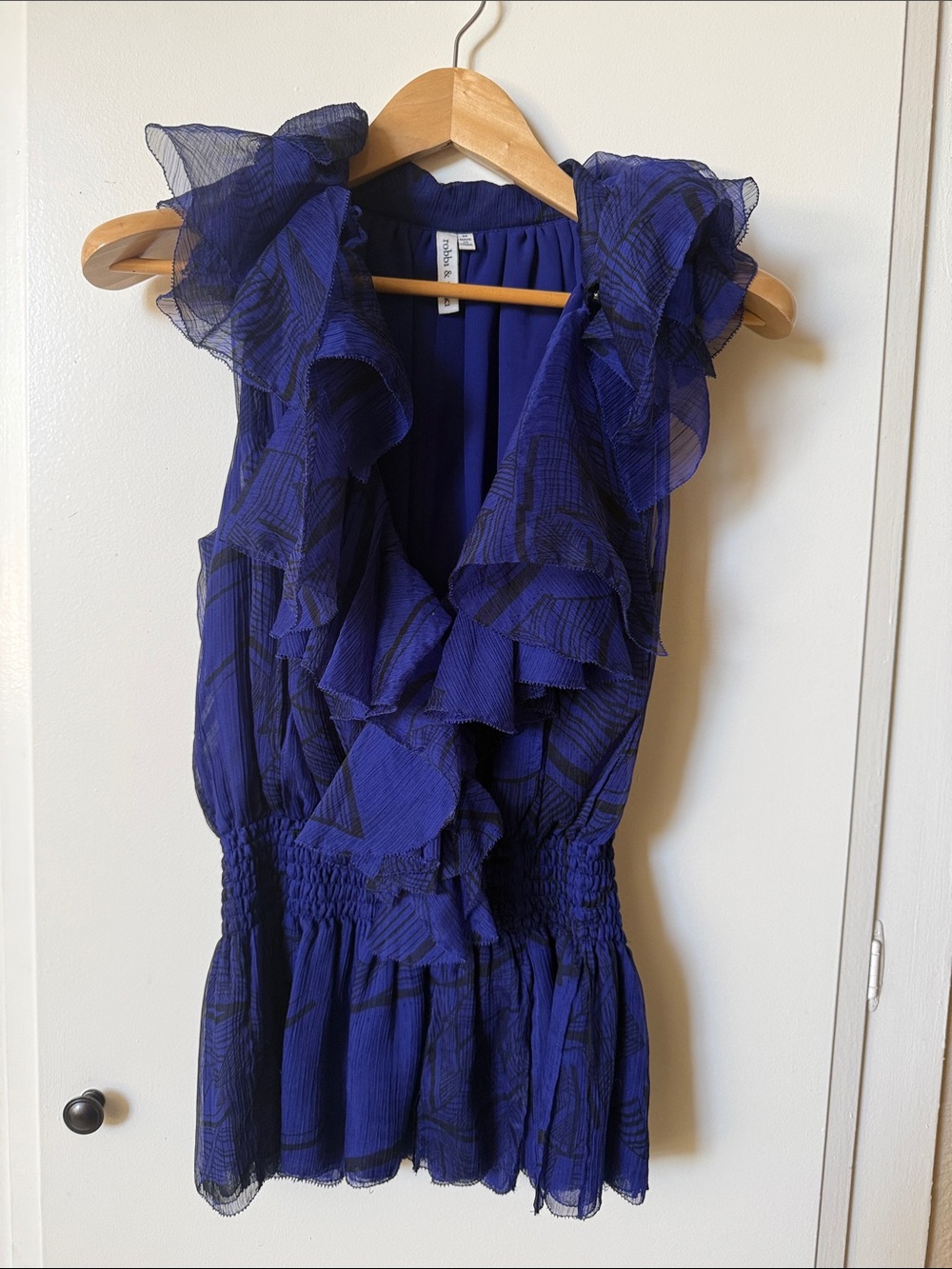 Robbi & Nikki by Robert Rodriguez Royal Blue Ruffled Sleeveless Top